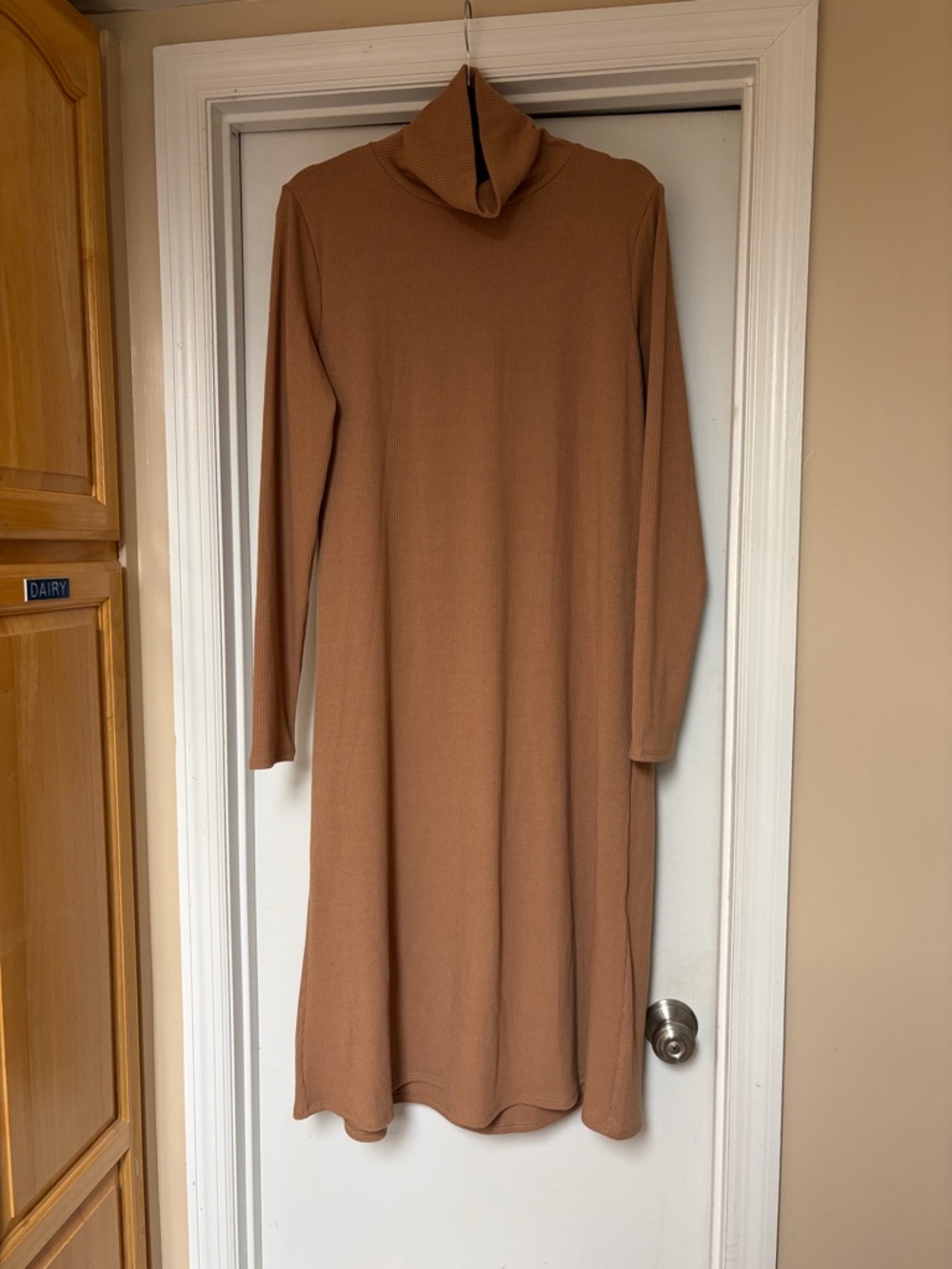 Wukogals Shift Turtleneck Dress in Latte